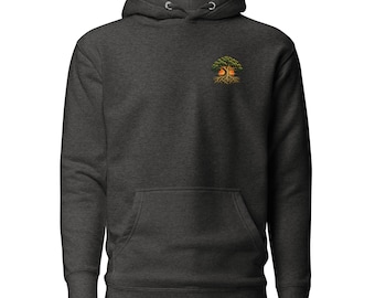 Even Strong Roots Need Support Hoodie, Charcoal Grey Oak Tree Print Pullover