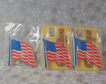 Three Wilton 1982 American Flag Cake Toppers - Sealed