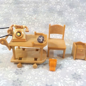 Sylvanian Families Calico Critters Rolling Cart & Chair W/Accessories - Pre-Played With