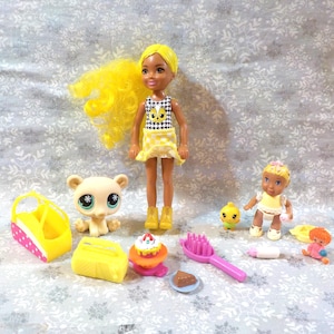 Mattel  Doll - Kelly? and Unmarked Baby With Toys and Accessories - Pre-Played With