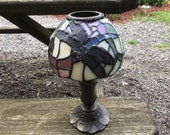 Vintage Partylite Tiffany Style Dragonfly Stained Glass Shade Tea Light Candle Burner