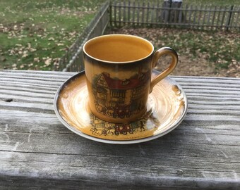 Vintage Crown Devon Made In England Demitasse Cup & Saucer Circa 1930-1965