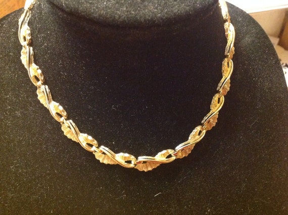 Vintage Monet Goldtone Necklace Signed Tag - image 1
