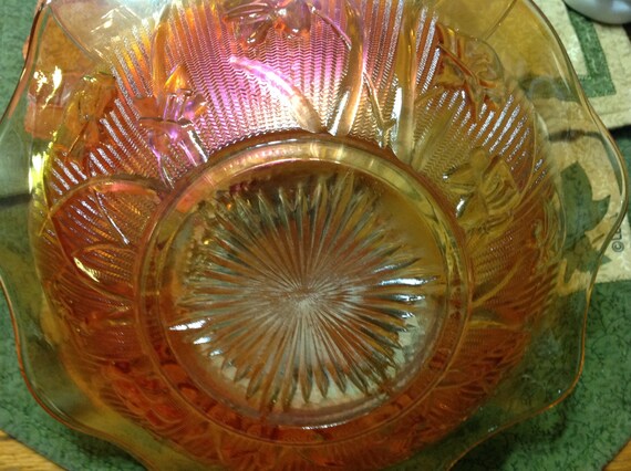 Vintage Jeannette Glass Company Iridescent Iris Fruit Bowl - Etsy