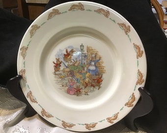 Vintage Bunnykins Plate & Cup, Royal Doulton, English Fine Bone China