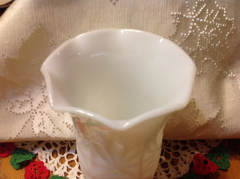 Vintage Hazel Atlas Ruffled Edge Milk Glass Vase
