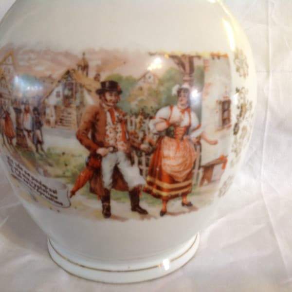 Vintage Czechoslovakian Scenic Water Pitcher Marked Schr. Co. Cechoslov. Slov.