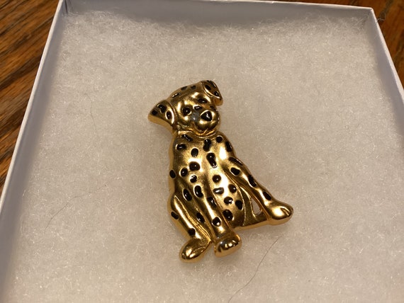 Vintage Gold Tone Dog With Black Spots Pin/Brooch - image 1