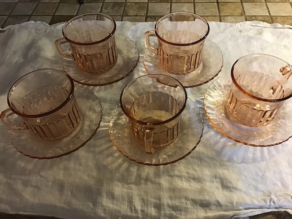 Vintage Pink Swirl Depression Glass Fortecrisa Mexico - Etsy