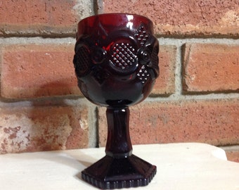 Vintage Ruby Red Avon Wine Glass