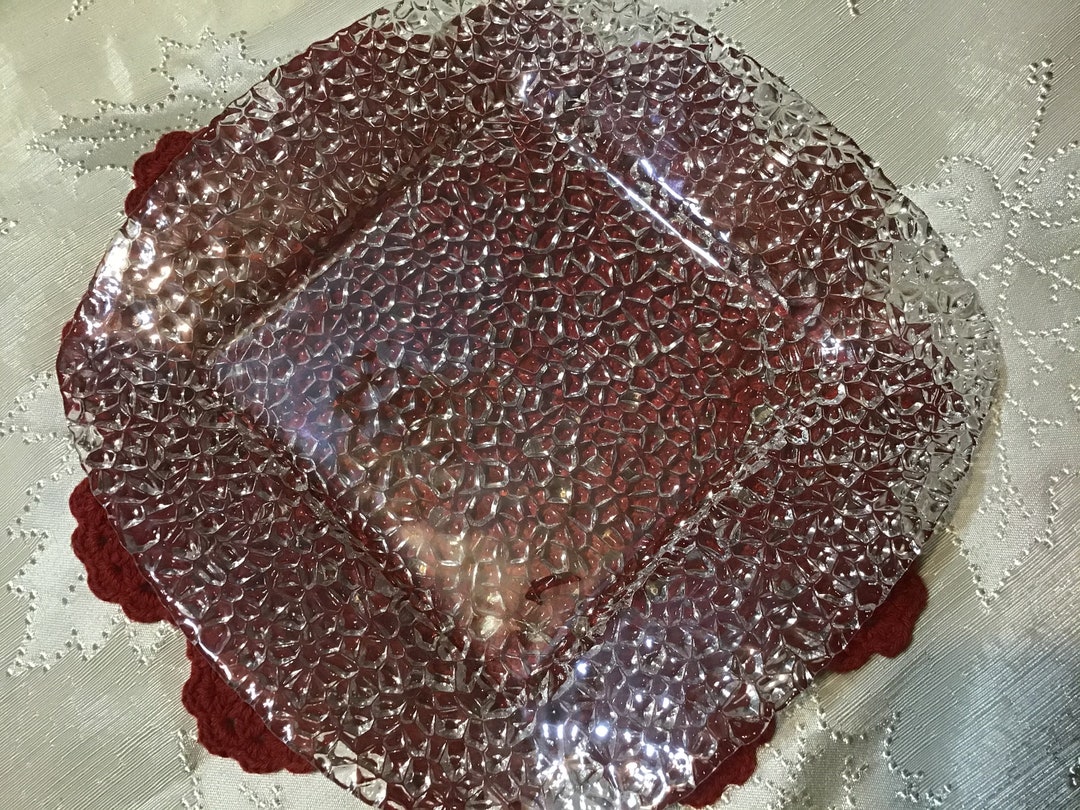 Vintage Clear Crackled Sandwich / Serving Plates Set of Three Etsy