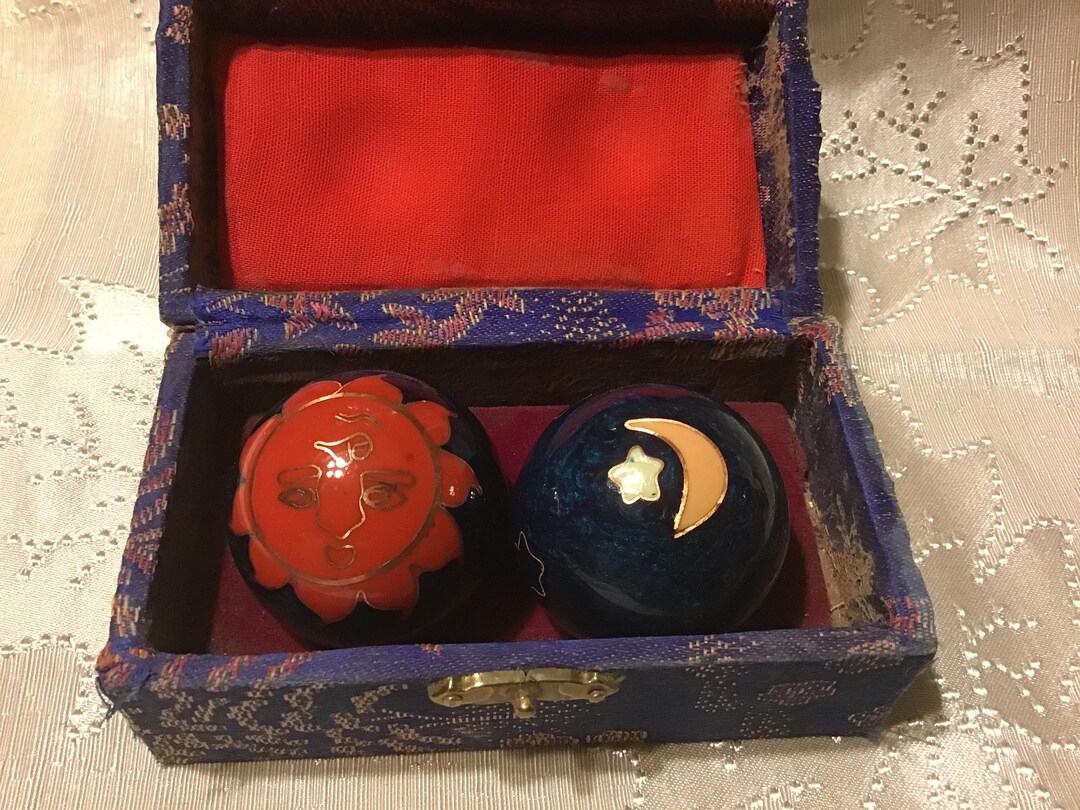 Vintage Chinese Baoding Balls, Meditation, Health Balls, Celestial Sun ...