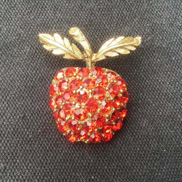 A Red Rhinestone Apple For Your Favorite Teacher All On Gold-Tone