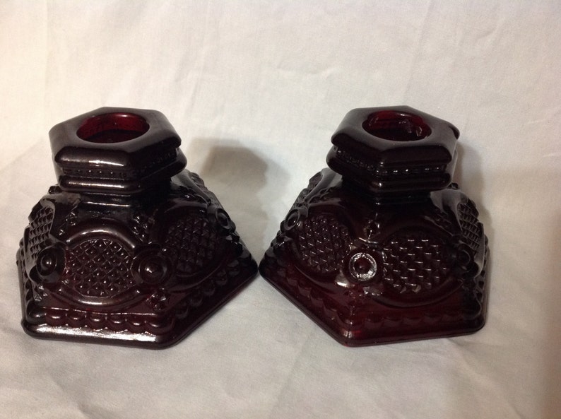 Vintage Avon Cape Cod Ruby Red Collection Candle Holders Etsy