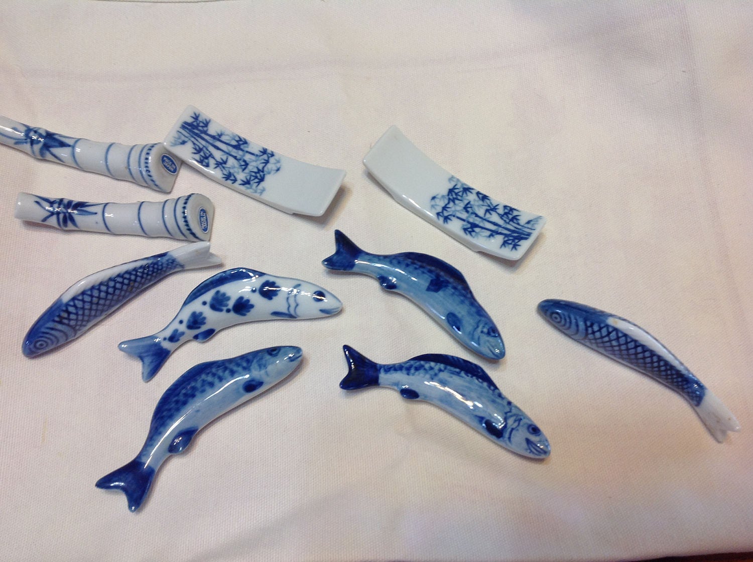 Vintage Koi Fish Knife / Chopstick Holders Blue & White Plus Etsy