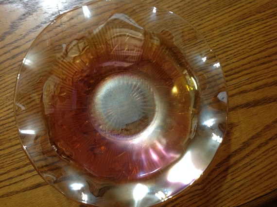 Vintage Jeannette Glass Company Iridescent Iris Fruit Bowl - Etsy
