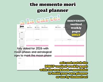 2026 The Memento Mori Goal Planner *A La Carte*: Vertical weekly spread PRINTABLE - Irreverent (pastel rainbow)