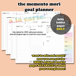 Planificador de objetivos Memento Mori 2025 *A la carta*: Planificador diario de escalera IMPRIMIBLE - Irreverente y sombrío