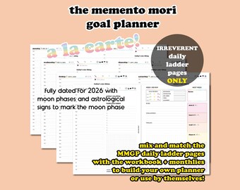 2026 The Memento Mori Goal Planner *A La Carte*: Daily Ladder spread PRINTABLE - Irreverent (pastel rainbow)