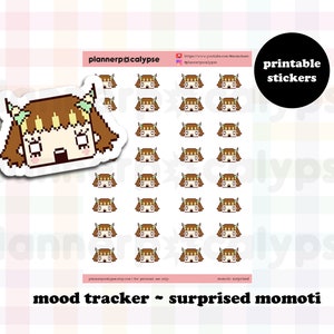 überrascht momoti | Süße druckbare momokeen Emoji Aufkleber, um deine Stimmung zu verfolgen | Sofort-Download DIY