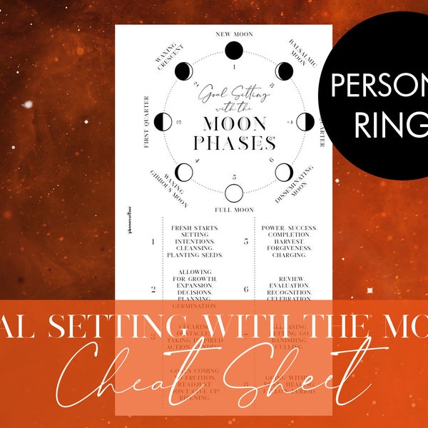 Printable Goal Setting with the Moon Phases Insert for Personal Rings Planner | Manifesting | astrology | filofax | wallet | binder | witchy