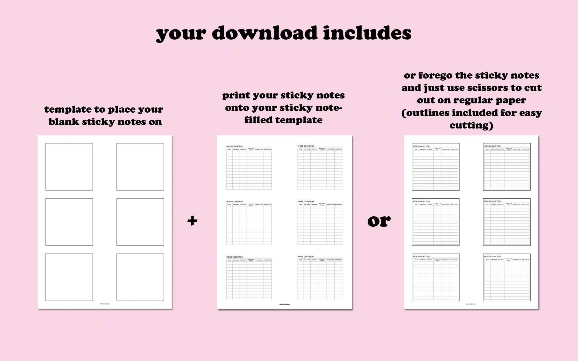 PRINTABLE Word Count Tracker 3" X 3" Sticky Notes for Writers, Bloggers ...
