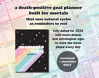 2026 The Memento Mori Goal Planner: Helping You Craft a Conscious Life Before Death - Workbook & Monthlies, Irreverent colorway - PRINTABLE