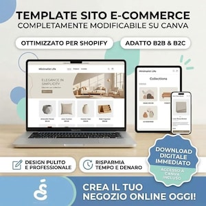 Complete Canva E-commerce Website Template: From Landing Page to Shopping Cart | Customizable B2B & B2C Shopify Website Template