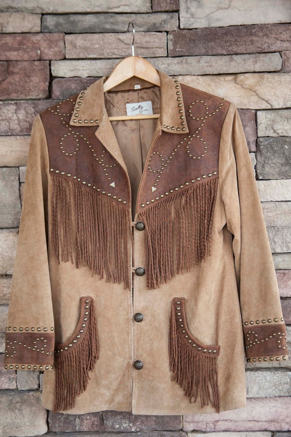Scully Studded Leather and Suede Twisted Fringe Ja