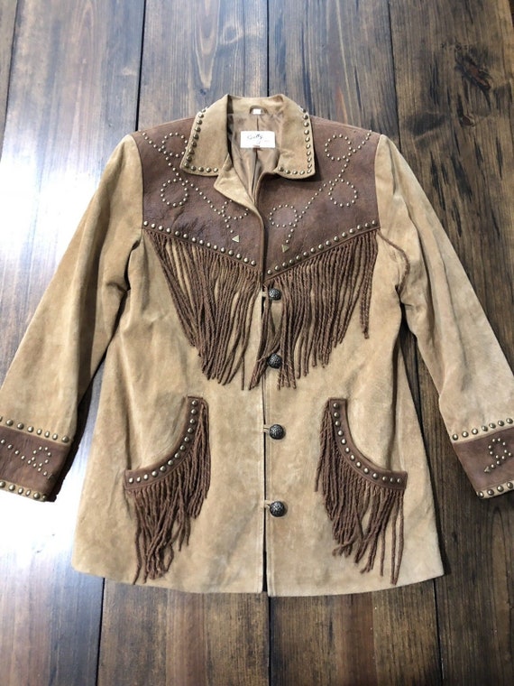 Scully Studded Leather and Suede Twisted Fringe Ja