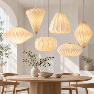 Lampenkap van origamipapier, Scandinavische hanglamp, minimalistische hanglampenkap, Japandi plafonddecoratie