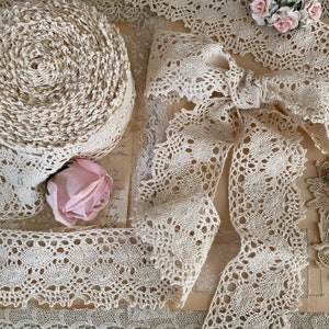 Vintage crochet cluny lace trim by the yard