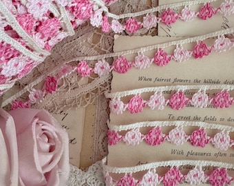 Vintage Pink Flower Garland Rococo Trim by the Yard