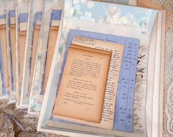 Antique Ephemera Bundle – Junk Journal Supply, Vintage Wallpaper, French Pages