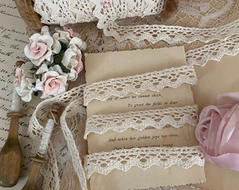 Vintage edging lace crochet cluny doll lace trim by the yard
