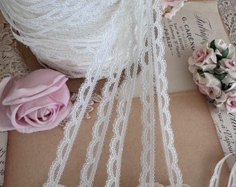 Vintage White Scalloped Lace Trim, Doll Clothing Sewing Trim by Yard