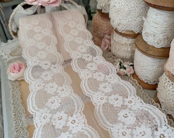 Vintage Wide Floral Lace Ribbon Trim Fabric by the yard