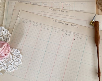 Antique 1910 Real Estate ledger paper