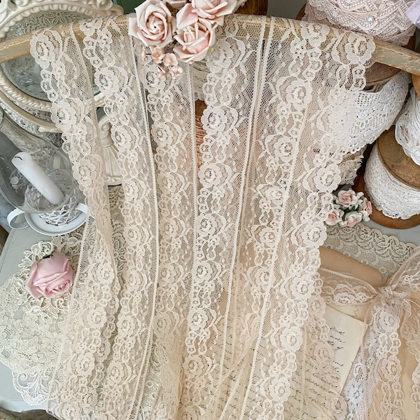 Vintage romantic tea blush lingerie lace trim by the yard