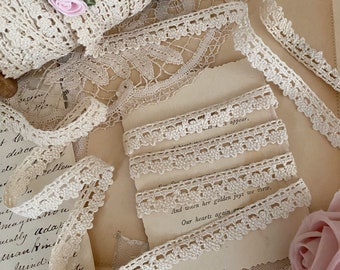 Natural picot edging lace crochet cluny doll lace trim by the yard