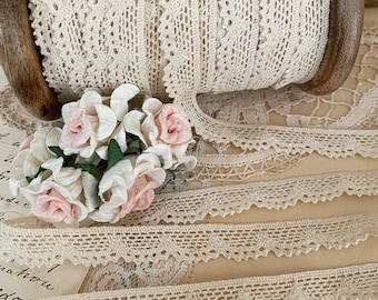 Scalloped edging lace crochet cluny doll lace trim by the yard