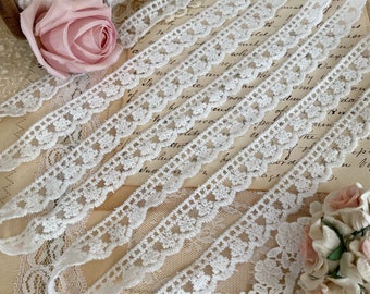 White lace scalloped edging trim embroidered mesh net lace doll trim