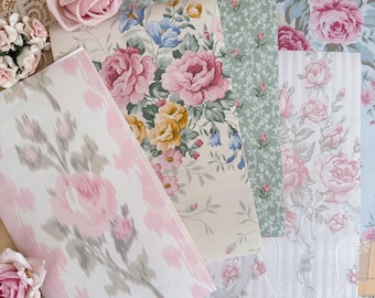 Shabby Chic Rose Floral Wallpaper sample pack - 5 pc bundle