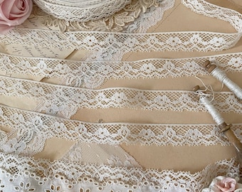 Vintage ecru ivory netting lace doll lace trim by the yard