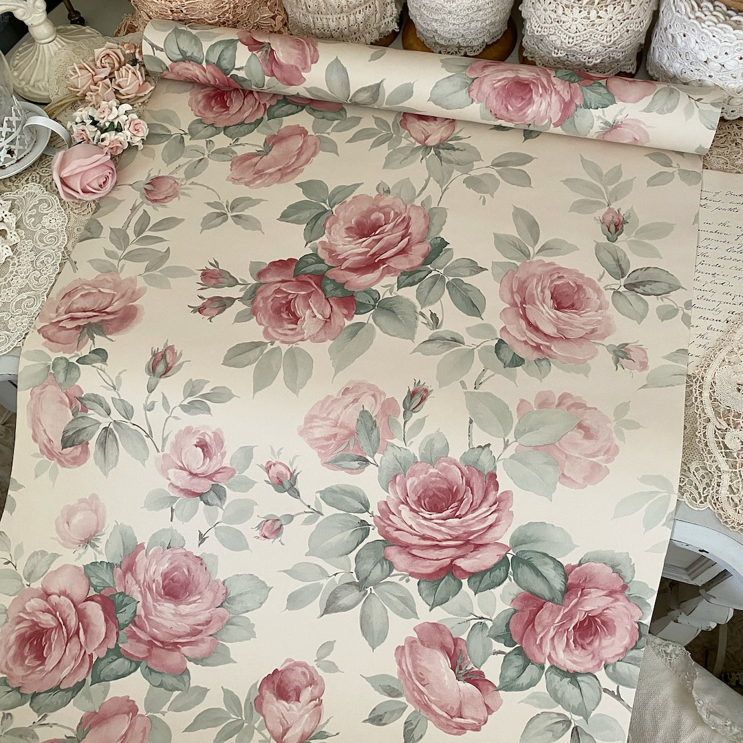 Vintage Floral ROSES Wallpaper by the Yard - Etsy