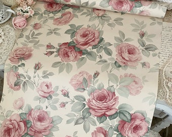 Vintage floral ROSES wallpaper by the yard