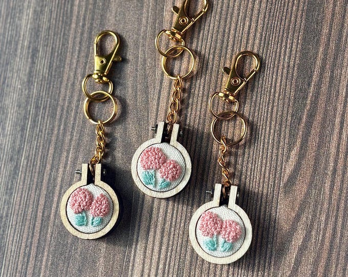 Golden Hydrangea Flower Keychain Bag Charm: Easy Clip On