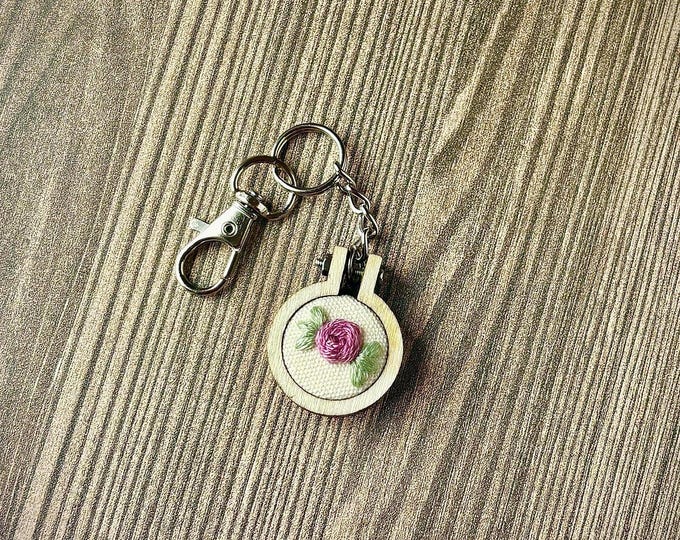Silver Rose Flower Keychain Bag Charm: Easy Clip On