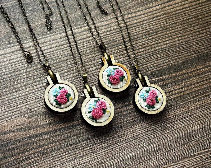 Pink Flower Bouquet Pendant Necklace