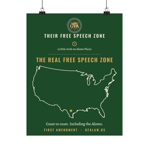 Real Free Speech Zone USA Map Poster | GFA Law First Amendment Wall Art Print, Law Office Decor